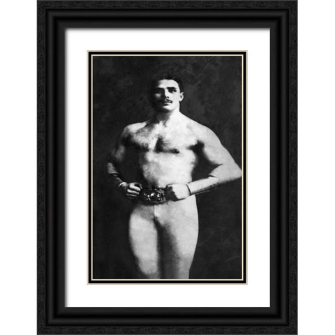 Bodybuilder in Tights Black Ornate Wood Framed Art Print with Double Matting by Vintage Muscle Men