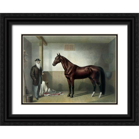 Rysdyks Hambletonian Black Ornate Wood Framed Art Print with Double Matting by Currier and Ives