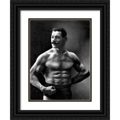 Oscar the Russian Wrestler Black Ornate Wood Framed Art Print with Double Matting by Vintage Wrestler