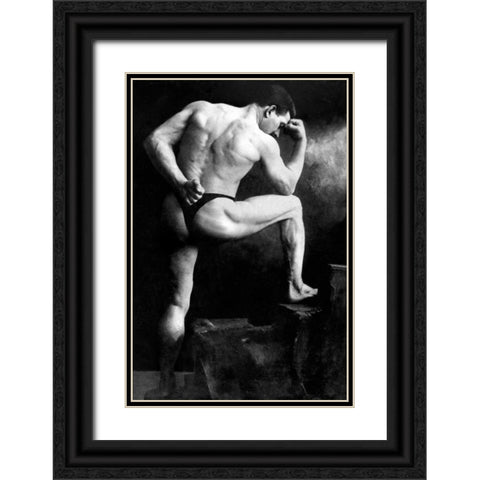 Russian Wrestler Black Ornate Wood Framed Art Print with Double Matting by Vintage Wrestler
