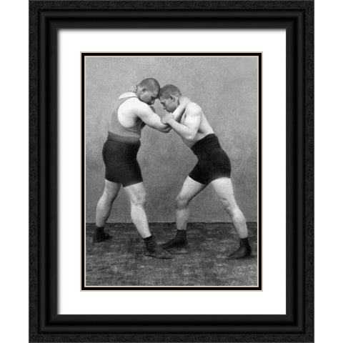 Wrestling Hold Black Ornate Wood Framed Art Print with Double Matting by Vintage Wrestler