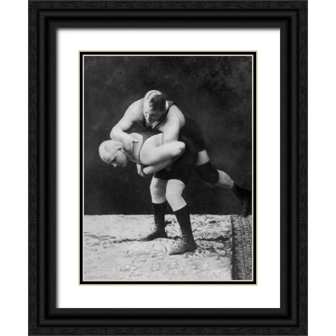 Trap and Roll Takedown Black Ornate Wood Framed Art Print with Double Matting by Vintage Wrestler