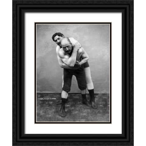 Wrestling Hold from Behind Black Ornate Wood Framed Art Print with Double Matting by Vintage Wrestler