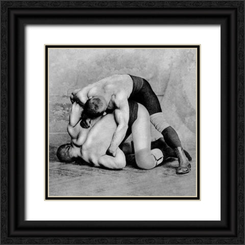 Wrist Roll: Russian Wrestlers Black Ornate Wood Framed Art Print with Double Matting by Vintage Wrestler