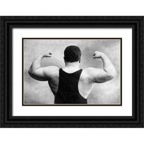 Russian Wrestlers Back and Shoulders Black Ornate Wood Framed Art Print with Double Matting by Vintage Wrestler