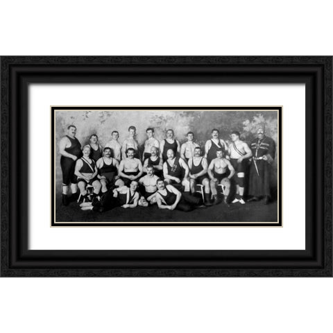Russian Wrestling Team Black Ornate Wood Framed Art Print with Double Matting by Vintage Wrestler