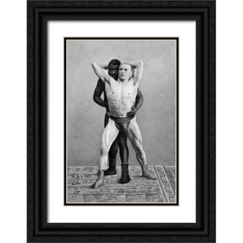 Champion Russian Wrestler Black Ornate Wood Framed Art Print with Double Matting by Vintage Wrestler