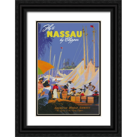 Fly to Nassau by Clipper Black Ornate Wood Framed Art Print with Double Matting by Von Arenburg