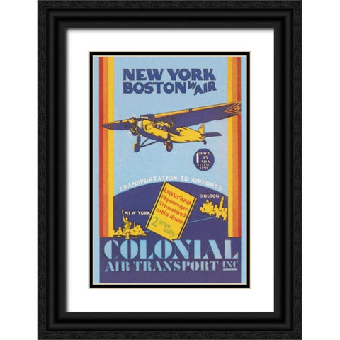 Colonial Air Transport - New York to Boston by Air Black Ornate Wood Framed Art Print with Double Matting by Unknown