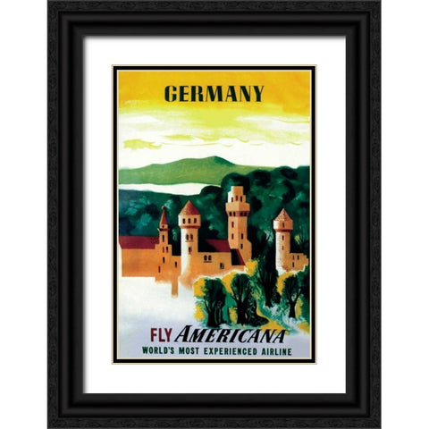 German Castle Black Ornate Wood Framed Art Print with Double Matting by Unknown