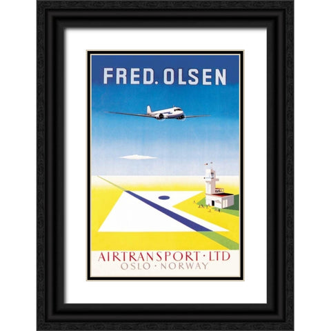 Fred. Olsen Airtransport Ltd. Oslo - Norway Black Ornate Wood Framed Art Print with Double Matting by Unknown