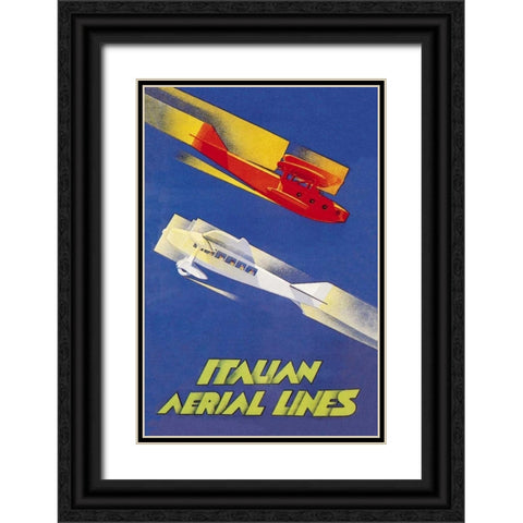 Italian Aerial Lines Black Ornate Wood Framed Art Print with Double Matting by Di Lazzaro