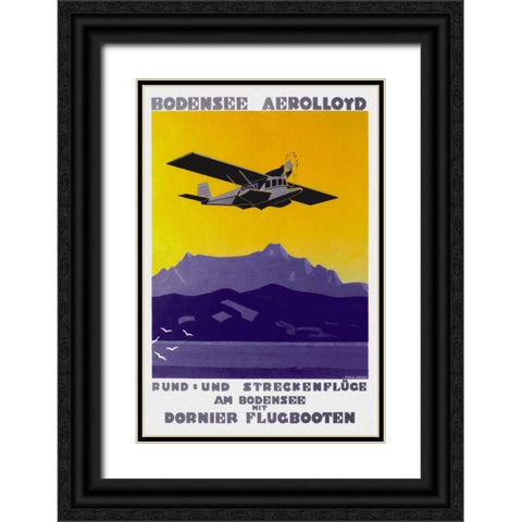 Bodensee Aerolloyd Flying Boat Tours Black Ornate Wood Framed Art Print with Double Matting by Dornier, Marcel