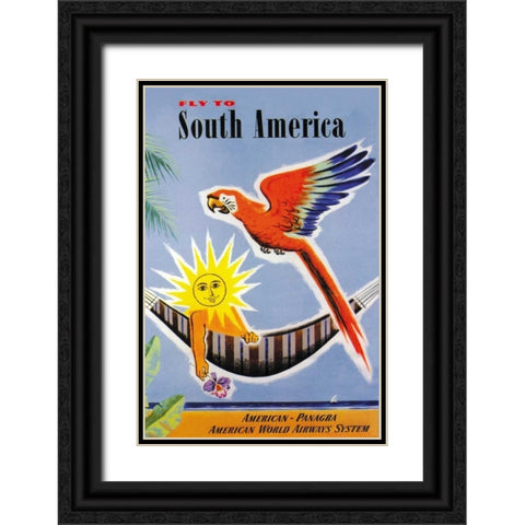 Fly to South America Black Ornate Wood Framed Art Print with Double Matting by Dubois, Jean