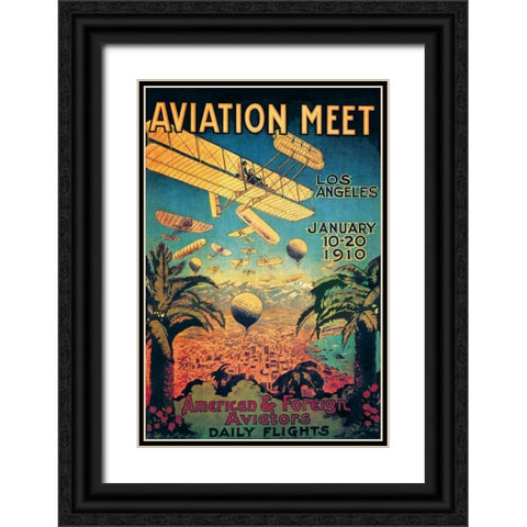 Aviation Meet in Los Angeles Black Ornate Wood Framed Art Print with Double Matting by Unknown