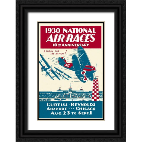 National Air Races 1930 Black Ornate Wood Framed Art Print with Double Matting by Unknown