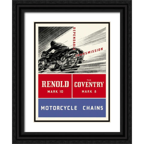 Reynold Mark 10 Motorcycle Chains Black Ornate Wood Framed Art Print with Double Matting by Unknown