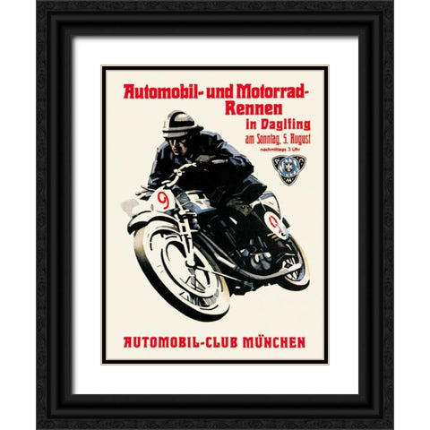 Automobile and Motorcycle Race - Munich Black Ornate Wood Framed Art Print with Double Matting by Unknown