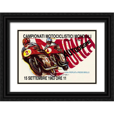 World Motorcycle Championship - 1963 Black Ornate Wood Framed Art Print with Double Matting by Unknown