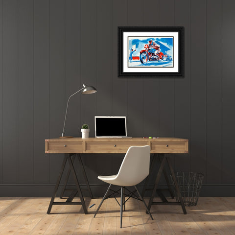No. 4 Motorcycle Black Ornate Wood Framed Art Print with Double Matting by Unknown