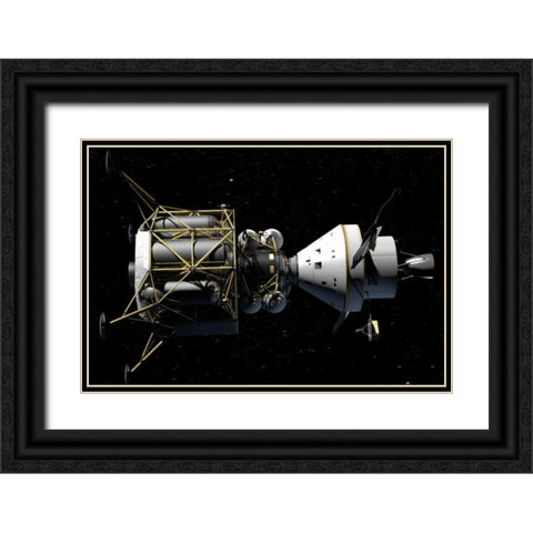 Altair and Orion spacecraft: conceptual rendering Black Ornate Wood Framed Art Print with Double Matting by NASA