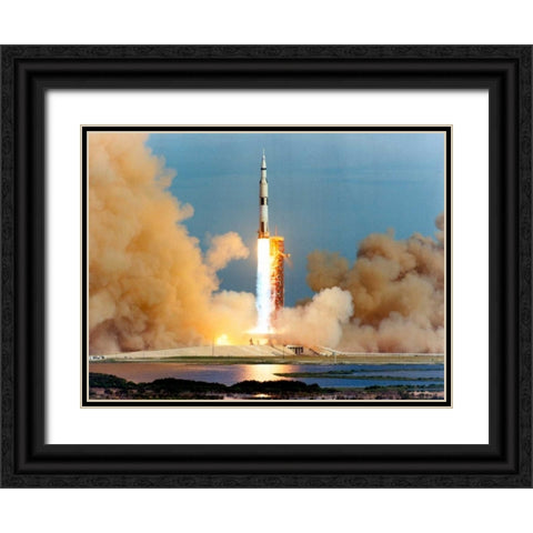 Launch of the Apollo 15 Mission to the Moon, 1971 Black Ornate Wood Framed Art Print with Double Matting by NASA