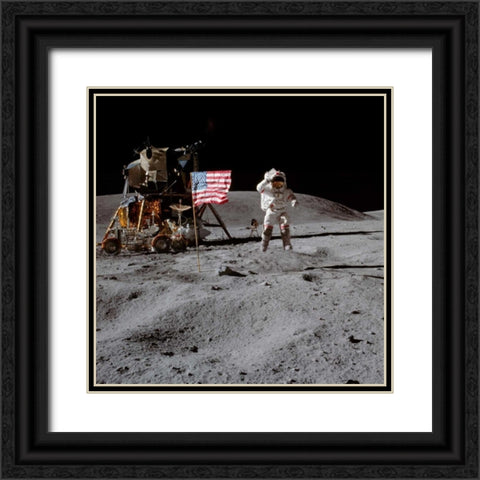 Moonwalk, Apollo 16, 1972 Black Ornate Wood Framed Art Print with Double Matting by NASA