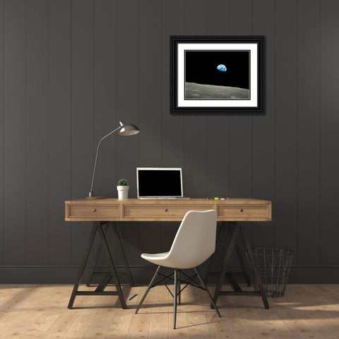 Earthrise, Apollo 8, December 24, 1968 Black Ornate Wood Framed Art Print with Double Matting by NASA