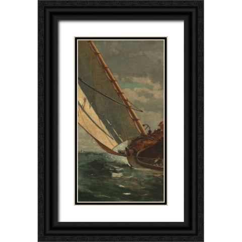 Breezing Up - left Black Ornate Wood Framed Art Print with Double Matting by Homer, Winslow