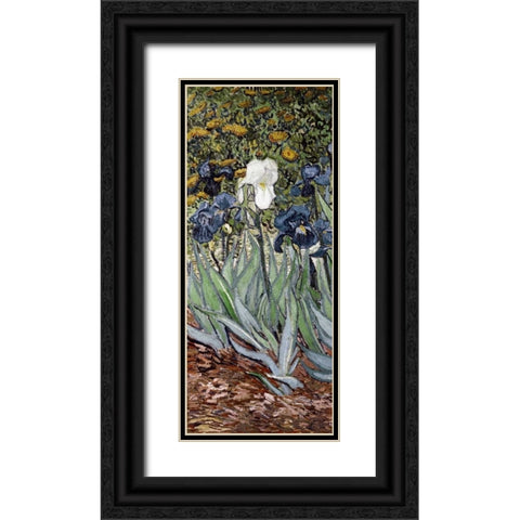Irises - left Black Ornate Wood Framed Art Print with Double Matting by Van Gogh, Vincent