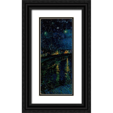 Starlight Over the Rhone - left Black Ornate Wood Framed Art Print with Double Matting by Van Gogh, Vincent