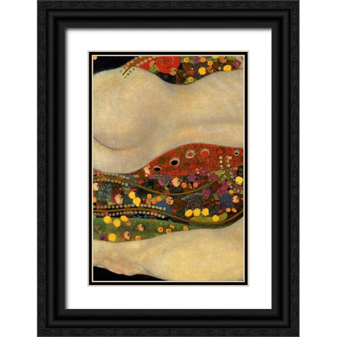Sea Serpents V - left Black Ornate Wood Framed Art Print with Double Matting by Klimt, Gustav
