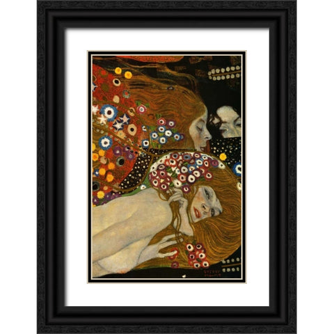 Sea Serpents V - right Black Ornate Wood Framed Art Print with Double Matting by Klimt, Gustav
