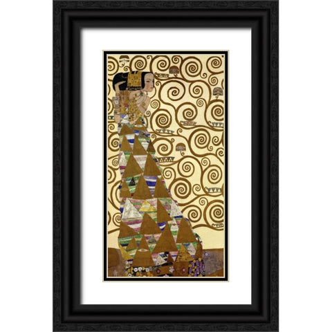 The Stoclet Frieze - left Black Ornate Wood Framed Art Print with Double Matting by Klimt, Gustav