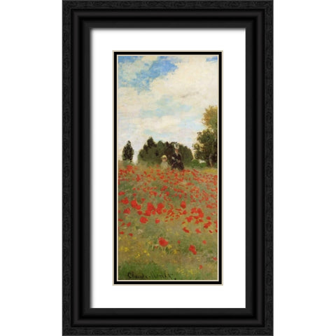 Field Of Poppies - Les Coquelicots 1873 - left Black Ornate Wood Framed Art Print with Double Matting by Monet, Claude