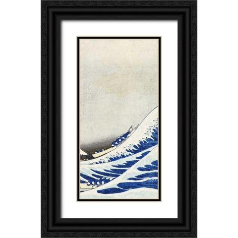 The Great Wave of Kanagawa - right Black Ornate Wood Framed Art Print with Double Matting by Hokusai