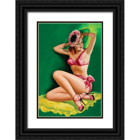 Flirt Magazine: Pinup with Hat Black Ornate Wood Framed Art Print with Double Matting by Driben, Peter