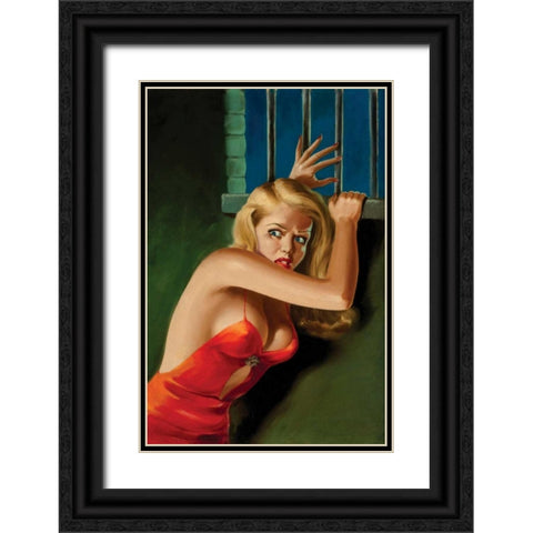 The Prisoner - Pulp Cover Black Ornate Wood Framed Art Print with Double Matting by Driben, Peter