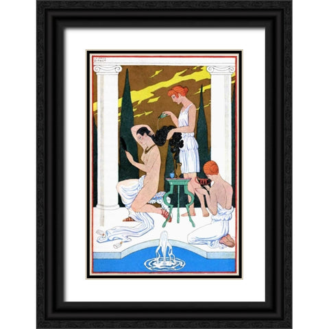 Ancient Rome Black Ornate Wood Framed Art Print with Double Matting by Barbier, Georges