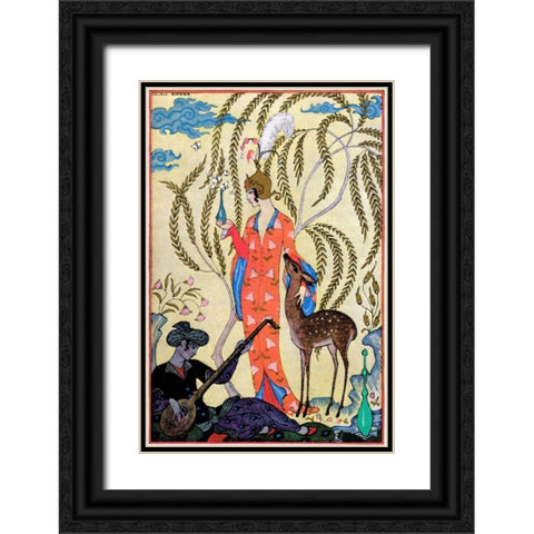 Persia Black Ornate Wood Framed Art Print with Double Matting by Barbier, Georges