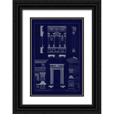 Window in the Cortile of Dodges Palace, Palazzo Vecchio, and Santa Croce (Blueprint) Black Ornate Wood Framed Art Print with Double Matting by Buhlmann, J.