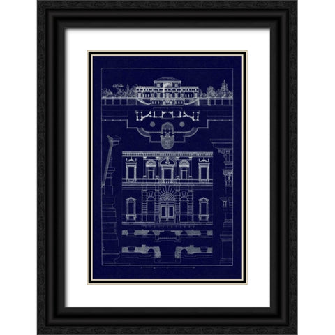 Villa Sacchetti, Villa Papa Giulio at Rome (Blueprint) Black Ornate Wood Framed Art Print with Double Matting by Buhlmann, J.