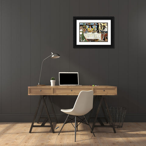 Frog Prince Title Page Black Ornate Wood Framed Art Print with Double Matting by Crane, Walter