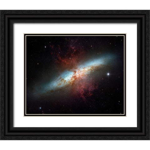M82 - Starburst Galaxy Black Ornate Wood Framed Art Print with Double Matting by NASA