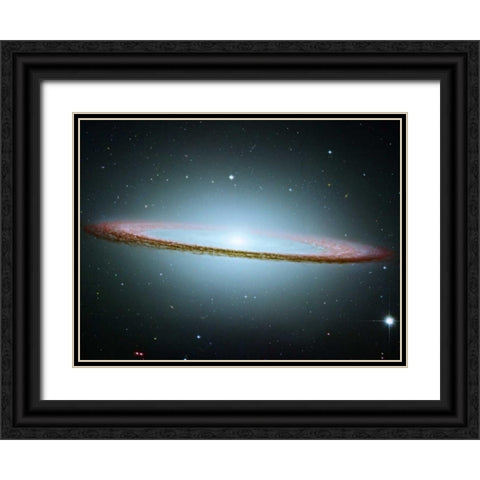 M104 - The Sombrero Galaxy - Colored with Infrared Data Black Ornate Wood Framed Art Print with Double Matting by NASA