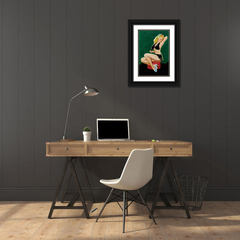 Mid-Century Pin-Ups - Beauty Parade - Uncovering Beauty Black Ornate Wood Framed Art Print with Double Matting by Driben, Peter