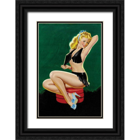 Mid-Century Pin-Ups - Beauty Parade - Uncovering Beauty Black Ornate Wood Framed Art Print with Double Matting by Driben, Peter