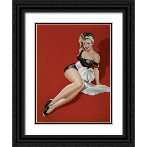 Mid-Century Pin-Ups - Magazine Cover - The Gift Black Ornate Wood Framed Art Print with Double Matting by Driben, Peter