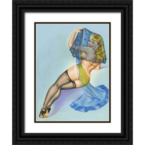 Mid-Century Pin-Ups - The Veil Black Ornate Wood Framed Art Print with Double Matting by Driben, Peter