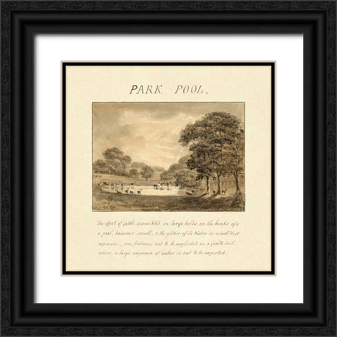 Park Pool, 1813 Black Ornate Wood Framed Art Print with Double Matting by Repton, Humphry